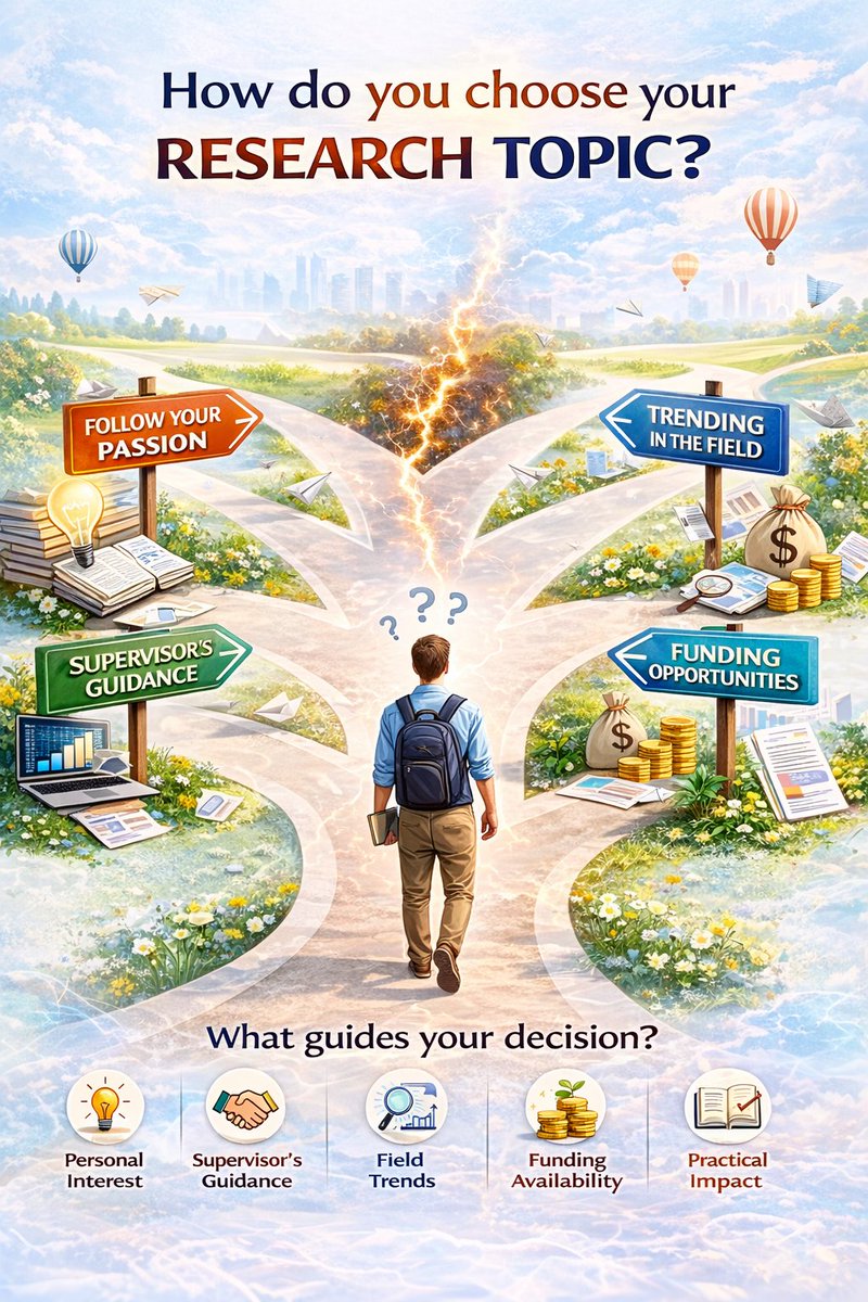 WisdomAcademic_'s tweet image. 𝑯𝒐𝒘 𝒅𝒐 𝒚𝒐𝒖 𝒄𝒉𝒐𝒐𝒔𝒆 𝒚𝒐𝒖𝒓 𝒓𝒆𝒔𝒆𝒂𝒓𝒄𝒉 𝒕𝒐𝒑𝒊𝒄?

Every research journey starts with a question.

But choosing the right topic is often one of the hardest decisions.

#PhDLife
#ResearchTips
#AcademicLife
#ResearchJourney
#EarlyCareerResearchers