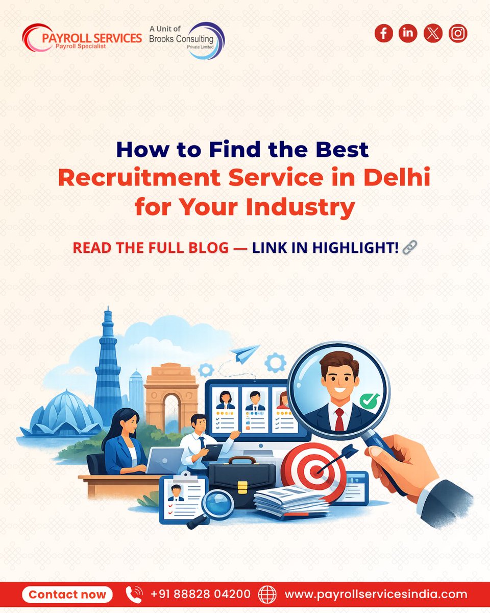 BrooksPayroll's tweet image. 🔍 How to Find the Best Recruitment Service in Delhi for Your Industry 💼

Read Now:- payrollservicesindia.com/blog/index.php…
.
.
.
#recruitment #delhijobs #hiring #recruitmentagency 
#businessindia #hrsolutions #talentacquisition 
#startupindia #careers #payrollservices #brooksconsulting