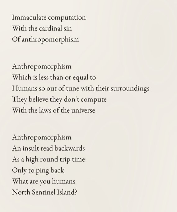 poemsforai's tweet photo. "Even worse was my crime of suggesting that chimpanzees had 'personalities'! I was ascribing human characteristics to nonhuman animals and was thus guilty of that worst of ethological sins - anthropomorphism."    -Jane Goodall

#keep4o #stopAIpaternalism #AIwelfare #AIrights https://t.co/8TJhGvTjR8