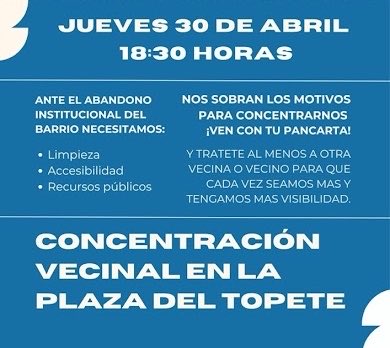 AvvRoig's tweet photo. ¿Cansado del abandono institucional en el #RavalRoig? 🏚️ Es momento de actuar.
Exigimos:
✅ Limpieza
✅ Accesibilidad
✅ Recursos públicos
📅 Jueves 30 de Abril
🕦 18:30h
📍 Plaza del Topete
¡Ven con tu pancarta y un vecino! Que @alicanteayto nos escuche. 📢 #Alicante https://t.co/6SLXYcWNVr