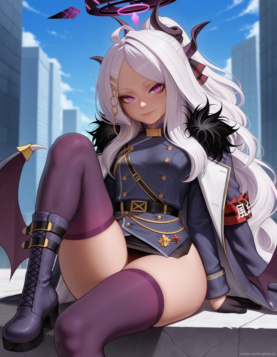 Inquisitorius1's tweet photo. #Knightus_Ai 
#Cyberfalafel_v_pred_1_2 
#Stable_diffusion 
#Style | #Main
#Petite 
#Hina | #Blue_Archive
#SFW https://t.co/AchLzkaMT8