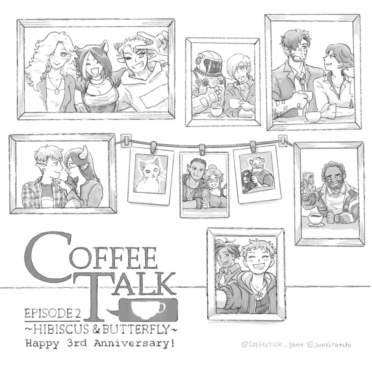 Happy 3rd anniversary to Coffee Talk Ep. 2: Hibiscus &amp; Butterfly!🌺🦋

Thank you to all of you for the love and supports, can't make it this far without you guys! 🥳❤️

🎨 Art by <a href="/junkipatchi/">junki (junky)</a>