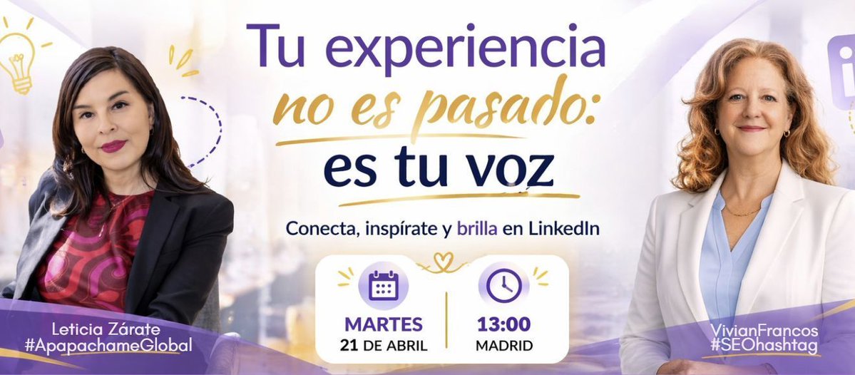 Hashtag_Master_'s tweet image. Te voy a decir algo directo:

Si tienes más de 40 y no estás posicionándote en #LinkedIn…
👉 es porque no estás usando tu experiencia como activo
🎯  Este martes voy a tener una conversación con @APAPACHAME_BCN  
🗓 21 abril | 13:00 Madrid 
linkedin.com/events/7451601…