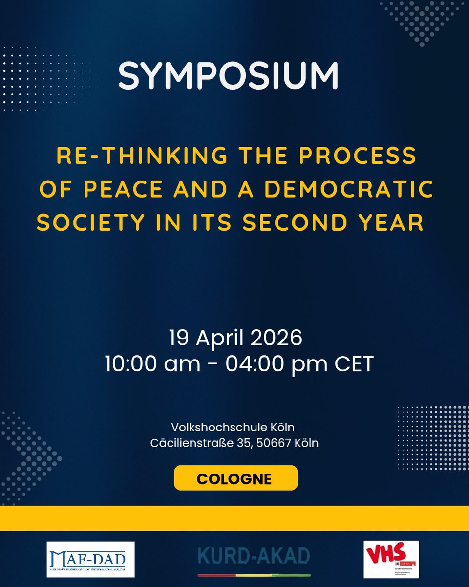 KurdAkad's tweet photo. Symposium: Rethinking the Process of Peace and a Democratic Society in its Second Year
Thanks a lot @FozaYusuf @SevgiGoral @mithatsancarr @MahmutShakar &amp; Adnan Çelik https://t.co/mvJ8QikQgX