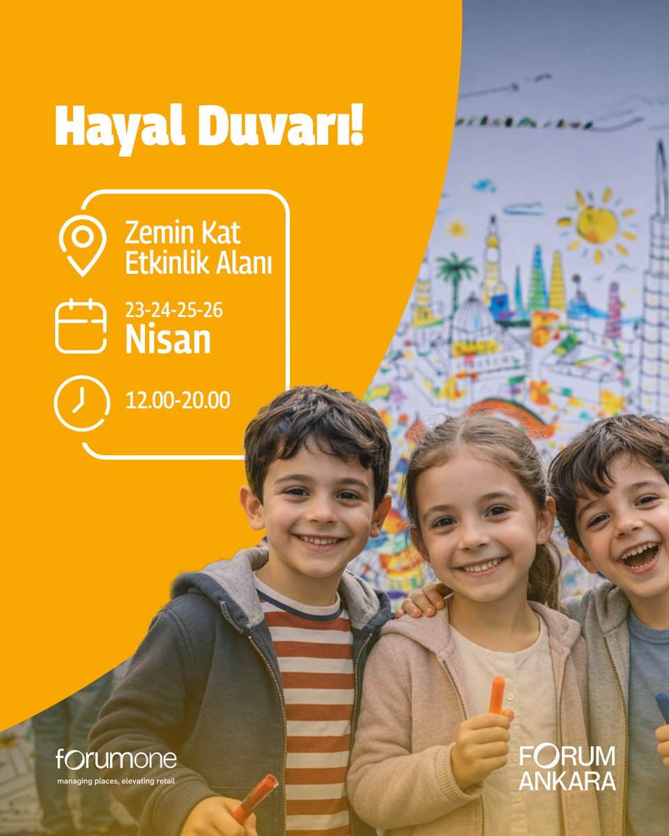 forumankaraavm's tweet photo. 23 Nisan Coşkusu için Hep Birlikte Forum Ankara’da Buluşuyoruz!
Miniklerimiz için hazırladığımız birbirinden renkli etkinliklerle eğlencenin nabzını Forum Ankara’da tutuyoruz!
#ForumOne #ForumAnkara #23NisanUlusalEgemenlikveÇocukBayramı https://t.co/uZcXHJWit1