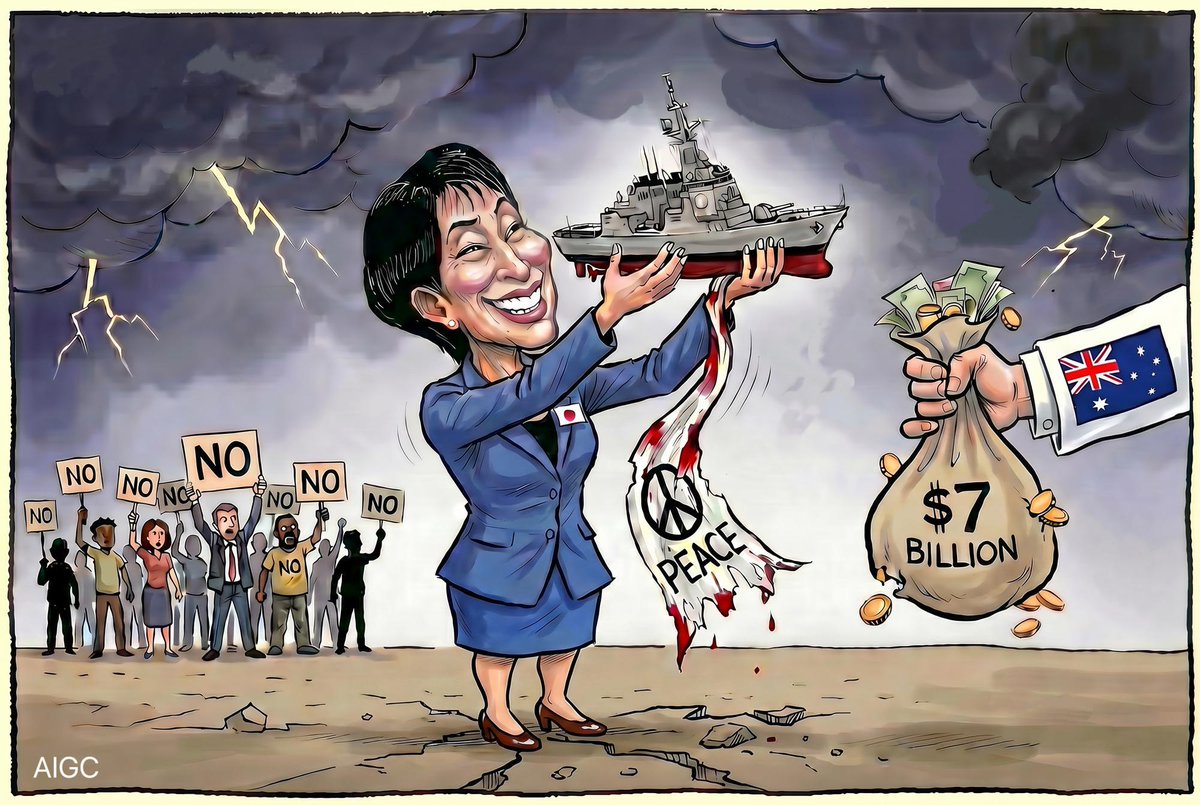 XHNews's tweet image. Peace "Sold" Out.
FYI: #Japan recently signed a $7 billion warship deal with Australia, reportedly its largest-ever postwar defense export contract.
#Militarism #War #History