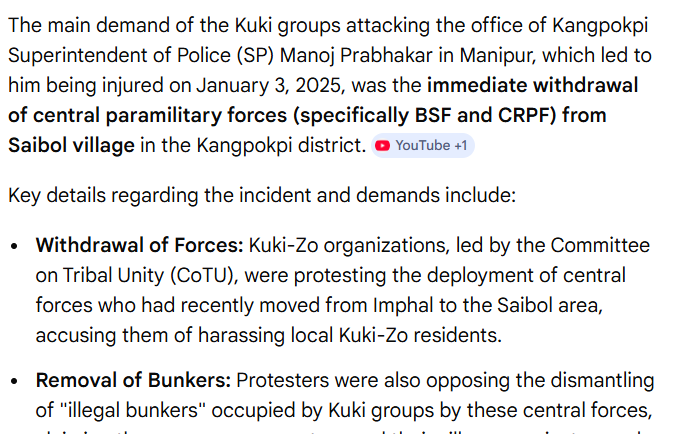 VeriDrift's tweet photo. What kind of law is this? 👇

This is how Kuki protest scenes are:
You may even see Kuki militants parading openly in the streets with sophisticated guns (Clip 1). 

Youths pelt stones (Clip 2), and the SP stationed in the area was reported to be brutally injured, yet both the state forces and the central forces stand still without even using tear gas.

And What was their demand? 
Nothing about justice but demanding to remove central forces and opposing the dismantling of illegal bunkers.

But, in the Imphal Valley, when unarmed Meitei women merely go on a peaceful torch rally, demanding justice for the killing of two innocent children in their sleep by Kuki militants, the security forces are ordered (by @AmitShah) to use tear gas, lathi charges, pellet guns, and even live bullets against them.

@UN_Women @UNWatch @UNGeneva @UN_HRC @UN @CNN @AJEnglish @BBCBreaking @republic @DocRGM_ @BhallaAjay26