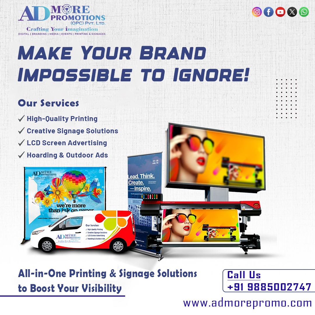 AdmorePro's tweet image. Make Your Brand Impossible to Ignore
Call Now: +91 98850 02747

#AdmorePromotions #OutdoorAdvertising #LEDVanAdvertising #DigitalMarketingIndia #BrandingSolutions #AdvertisingIndia #Marketing #BusinessGrowth #HyderabadBusiness #leadgeneration
