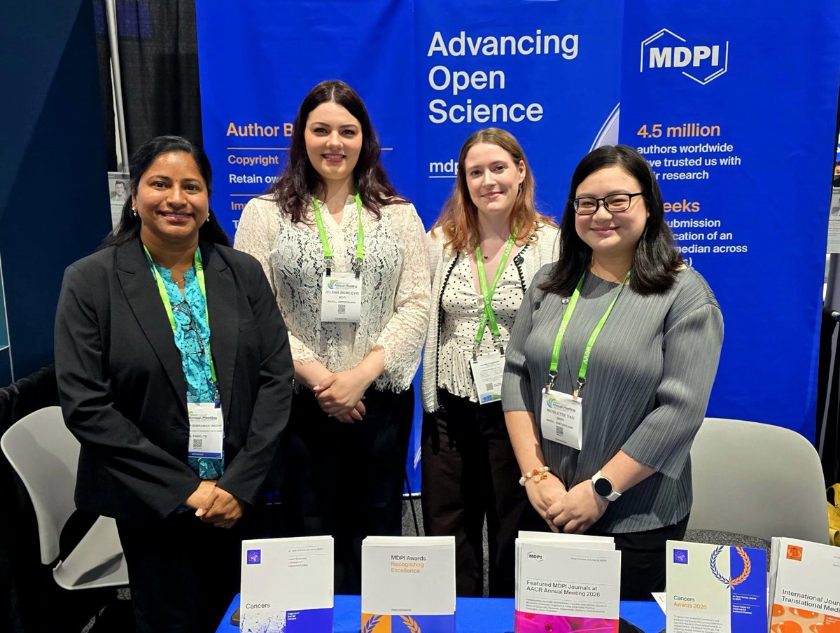 Biomed_MDPI's tweet image. What an incredible experience connecting with scholars at #AACR2026!  
🗓 April 17–22, 2026 | 
📷 We’d love to meet you in person—stop by Booth #3645 to chat with our team!  
#AACR2026 #CancersMDPI #Conference #Oncology #CancerResearch