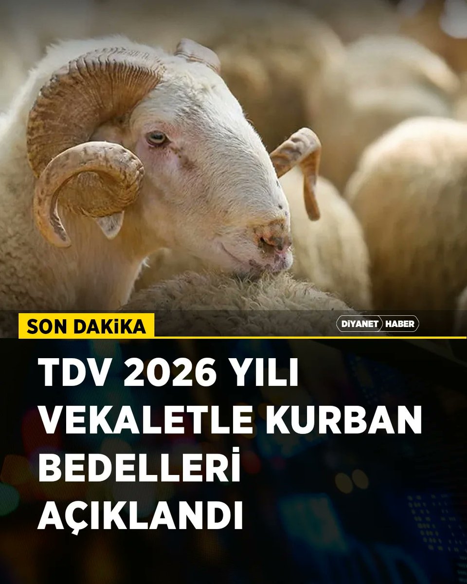 adem_gr's tweet photo. TDV 2026 YILI VEKALETLE KURBAN BEDELLERİ AÇIKLANDI

Diyanet İşleri Başkanı Prof. Dr. Safi Arpaguş, 2026 yılı vekalet yoluyla kurban kesim bedelinin yurt içinde 18.000 lira, yurt dışında 7.000 lira olarak belirlendiğini açıkladı.

#DiyanetHaber #TürkiyeDiyanetVakfı #KurbanVekalet https://t.co/mZIun93pL0