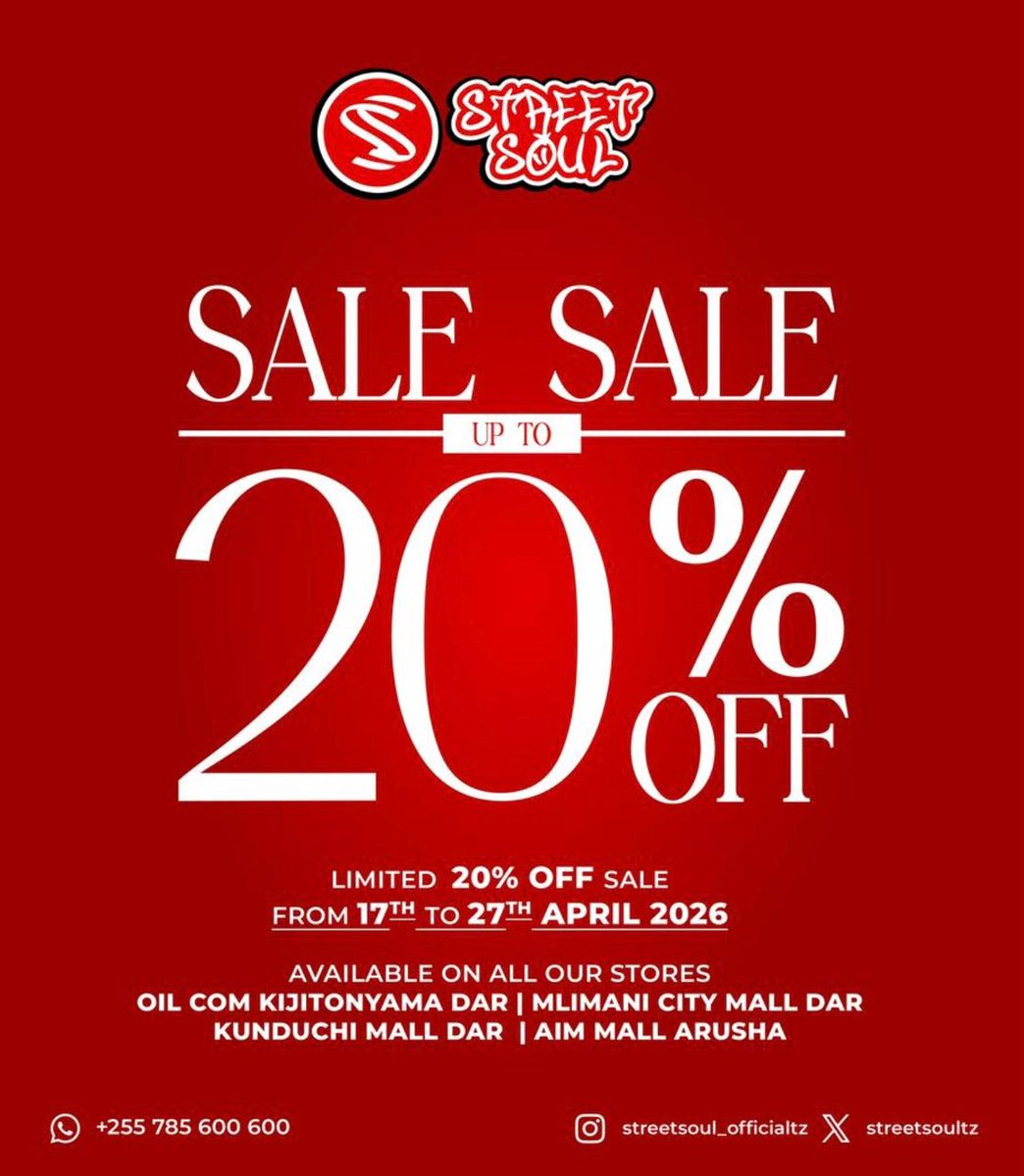 franklin_tissa's tweet image. Maduka yote ya #JustFit &amp;amp; @StreetSoulTZ kuna 20% Discount kuanzia 17— 27th April.

Wahi Sasa.