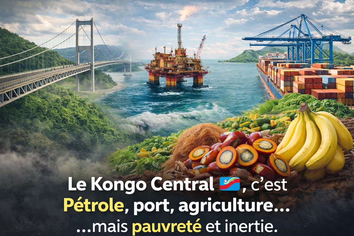 AMbonga25269's tweet photo. Le Kongo Central 🇨🇩 n’est pas pauvre.
C’est un mensonge.
Pétrole. Port. Agriculture.
Tout est là.
Alors pourquoi rien ne change ?
Qui bloque le développement ? 🤔
Le vrai problème, ce n’est pas la richesse…
c’est la gestion. https://t.co/6wJcNYG32J