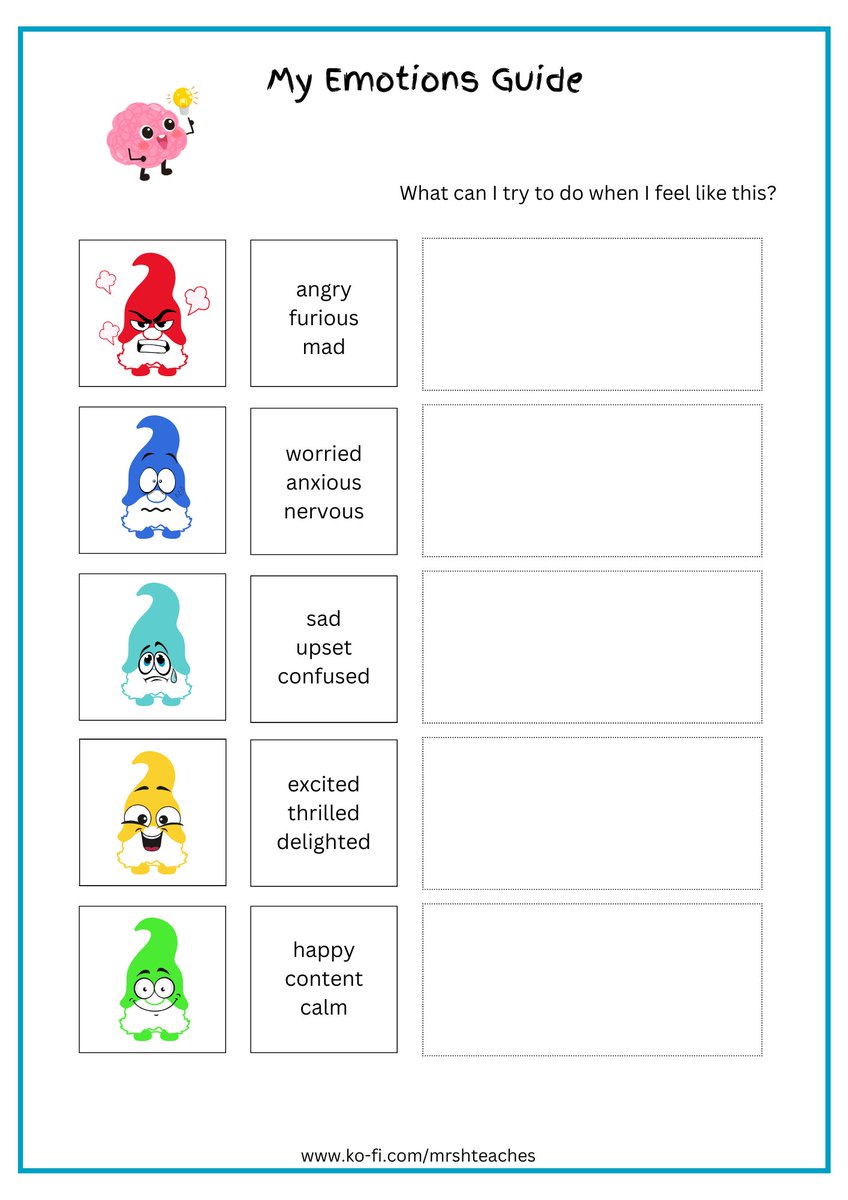 SuziQCrafts's tweet image. Emotional Scale worksheets with a choice of graphics. Helping children to find self regulation techniques for those bigger emotions 🙂

ko-fi.com/s/1ecfbe3d1e

The link takes you to my Ko-Fi shop, then press 0 for your free, instant download.

#emotions #ELSA #teachers #visuals