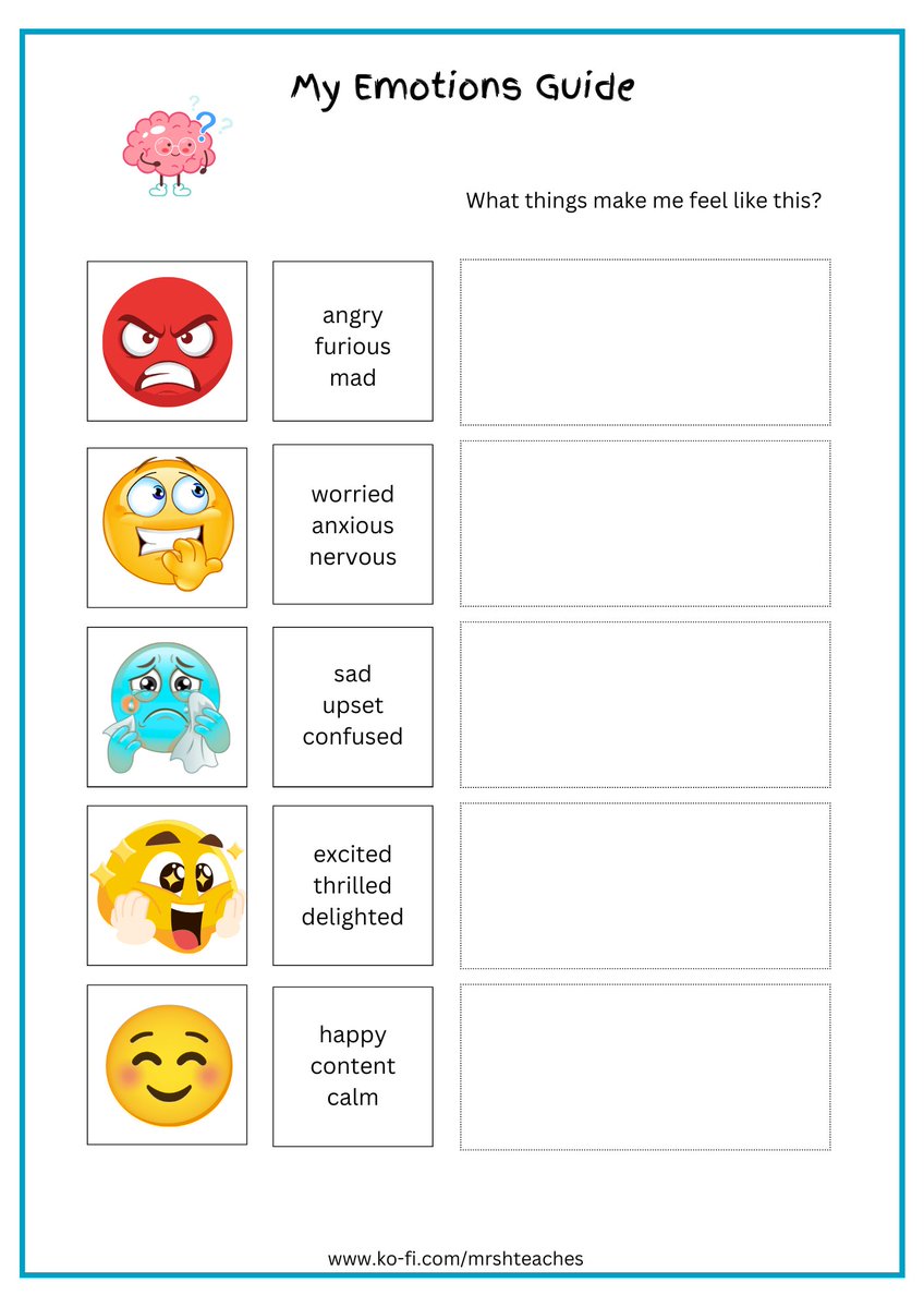 SuziQCrafts's tweet image. Emotional Scale worksheets with a choice of graphics. Helping children to find self regulation techniques for those bigger emotions 🙂

ko-fi.com/s/1ecfbe3d1e

The link takes you to my Ko-Fi shop, then press 0 for your free, instant download.

#emotions #ELSA #teachers #visuals