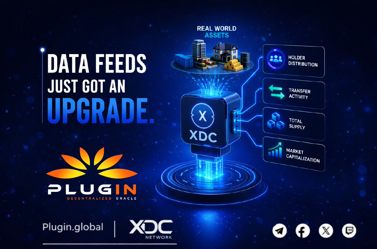 GoPlugin's tweet image. Data feeds just got an upgrade.

#PluginDON is redefining the standards for on-chain data integration, specifically tailored for Real World Assets on the @XDCNetwork. We started with price feeds, but that was only the foundation of something much larger.

We have successfully