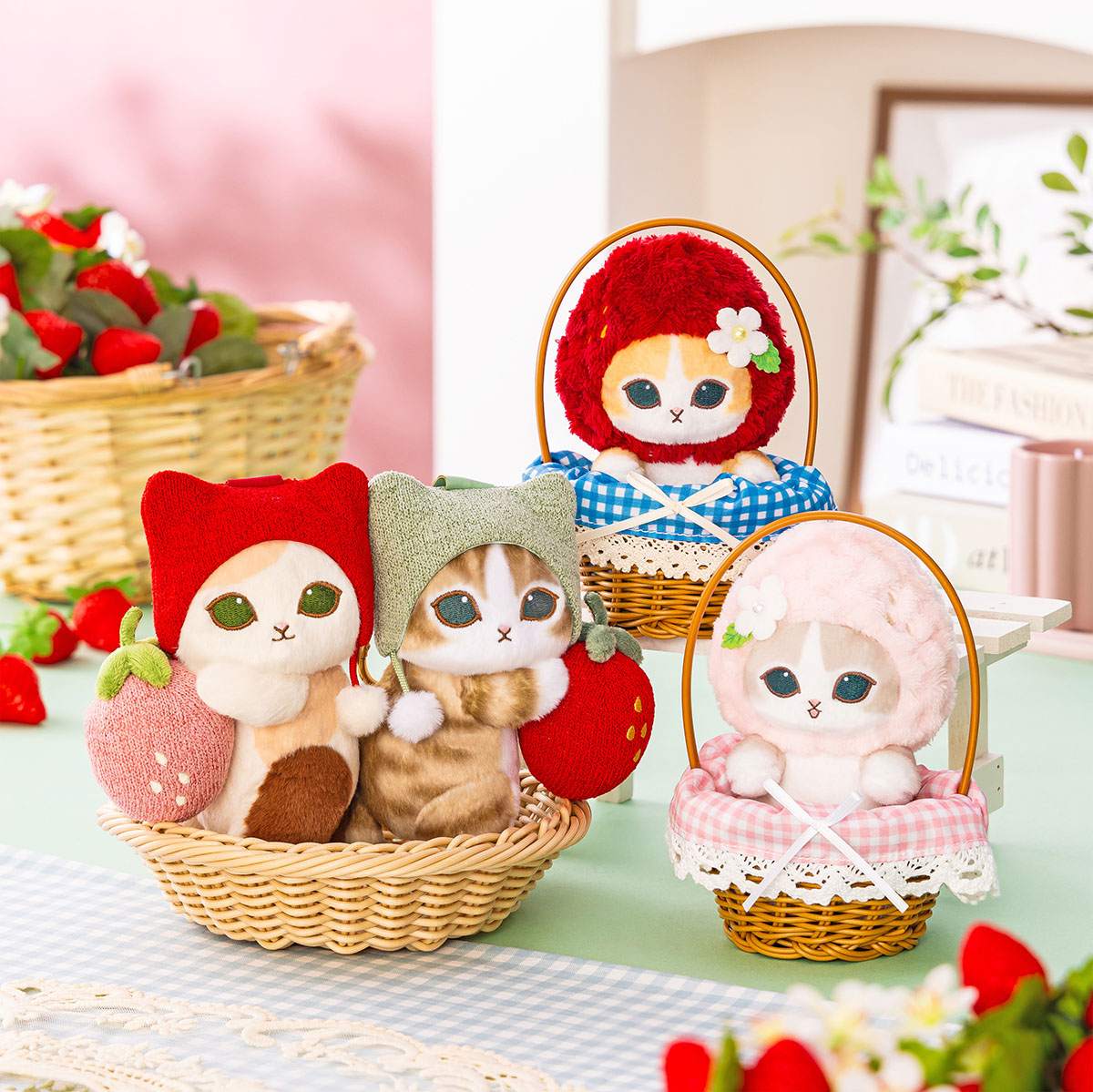 ♡ఇ♡激可愛くって！♡ఇ♡食べたくなるいちご帽子！︎♡ఇ꒰ㆁ̴̶̷̤́.̮ㆁ̴̶̷̤̀꒱ఇねこ耳ニット帽 猫耳ニット帽