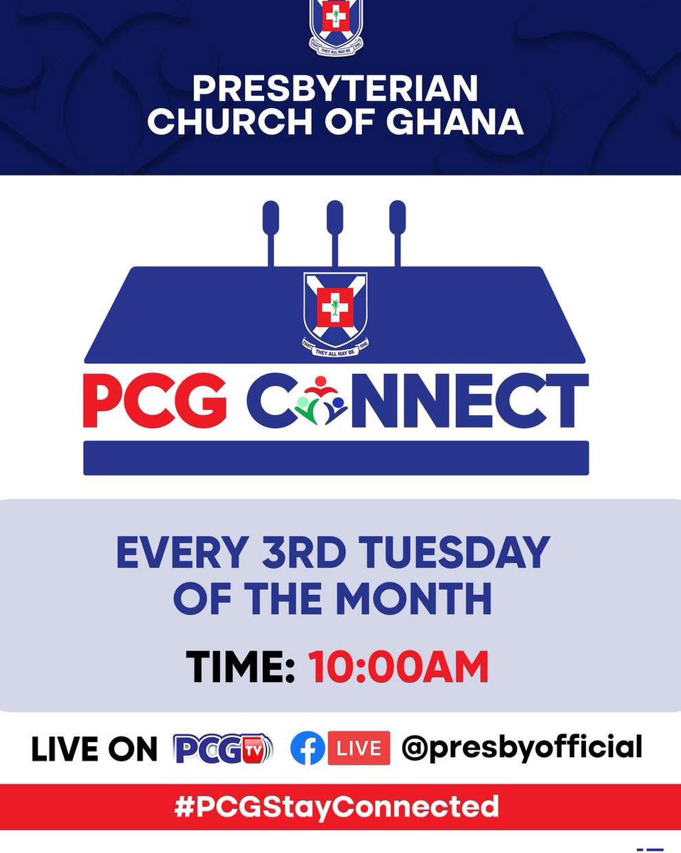 PresbyOfficial's tweet photo. Session 2 of #PCGCONNECT is tomorrow! The Mission and Evangelism Department leads with its Director, Rev Dr E. K. Sarbah. Join our live audience before 10am, airing on PCG TV and social media. Info: PCG PR on 0555 00 66 02. https://t.co/IQkFn6Pagd