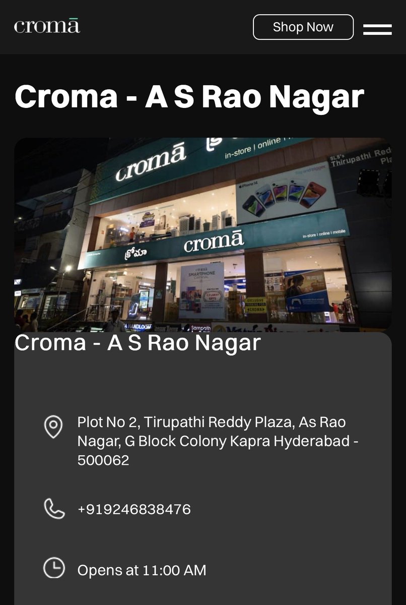 NitinNitin2292's tweet photo. Trying to reach a Croma store for the past 2 days, but calls are either kept on hold or not answered at all.

Requesting higher authorities to kindly look into this issue. #CustomerService #Croma @cromaretail @croma @_WiseRoy_ I’m adding store details here. https://t.co/ihcI0rC4cY