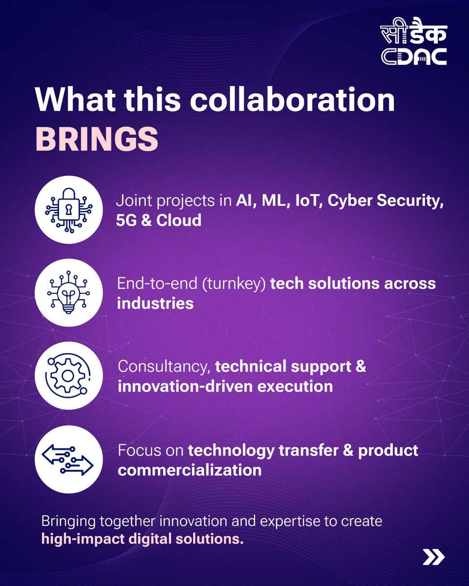 cdacindia's tweet image. 🌐A step forward for India’s digital future💻Broadcast Engineering Consultants India Ltd India Limited (@BECIL_India) and @cdacindia  join hands to accelerate innovation in #AI, #5G, #cybersecurity, and emerging technologies.

This #collaboration will enable joint technology