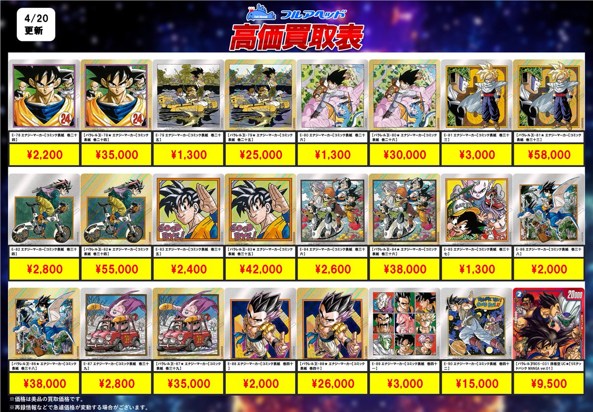 🐉ドラゴンボールフュージョンワールド🐉 ✨買取表更新しました