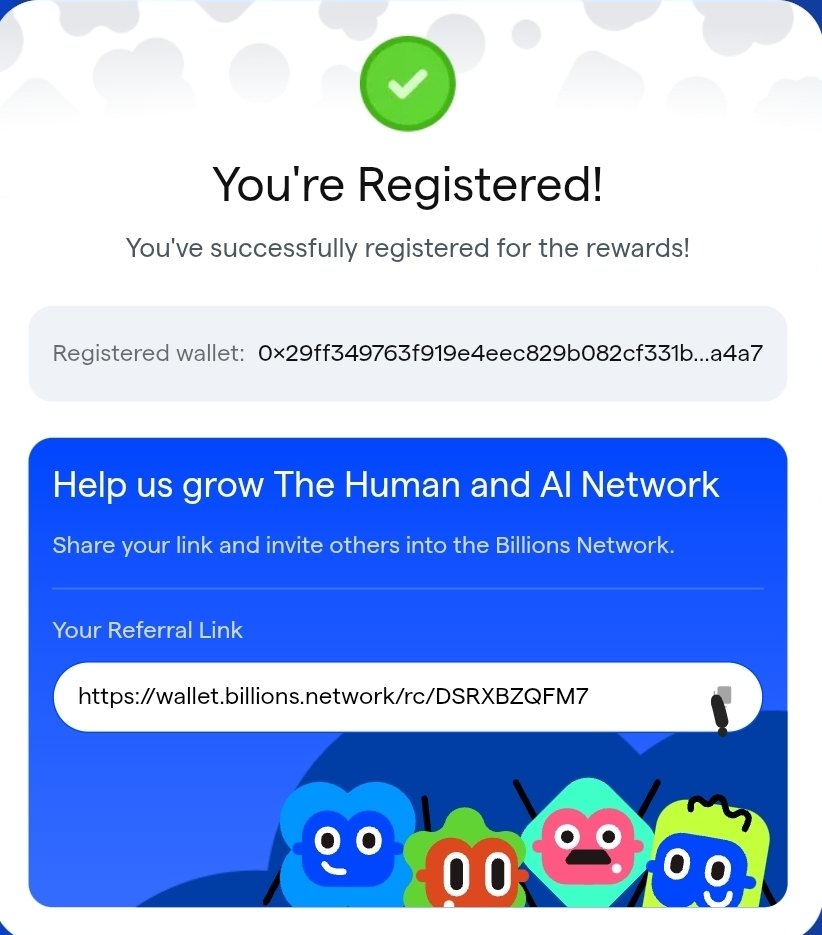 SEASON 1 <a href="/billions_ntwk/">Billions</a> AIRDROP REGISTRATION IS LIVE.

Closed in 3days 🚫

HOW TO REGISTRATION 
• Go to: community.billions.network
• Login with same email 
• Connect Wallet 
• Connect Google 
• Link X and Discord 

New users 🤪 signup here: wallet.billions.network/rc/DSRXBZQFM7