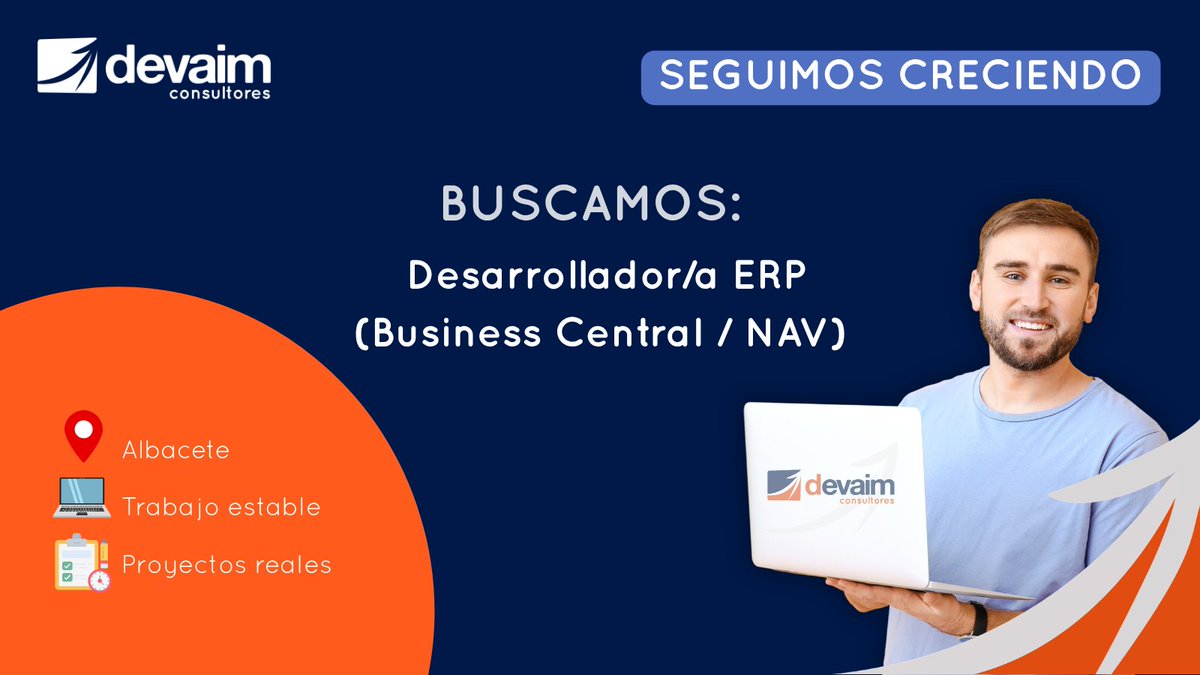 DevaimC's tweet photo. 👀Buscamos desarrollador/a ERP (Business Central / NAV).

No es solo programar.
Es trabajar en proyectos reales y entender el negocio.

👉🏼https://t.co/qluwmSZNUP

#empleo #RRHH #consultora #desarrollador https://t.co/5aldYb0K7h