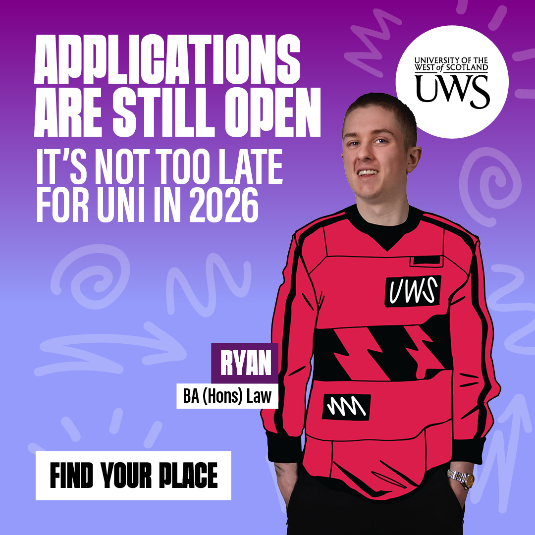UniWestScotland's tweet image. Still hoping to join #UWS for September 2026? It is not too late. Catch our Late Application Workshop on 30 April for step-by-step help with your undergraduate #UCAS application.

Register now:
eventbrite.co.uk/e/uws-late-app…