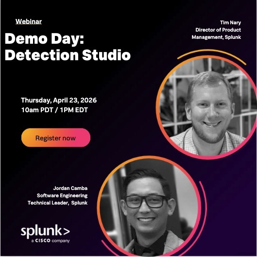 EvalMattP's tweet photo. Stop reacting to security noise and start engineering for the future with the new Detection Studio in Splunk Enterprise Security. Join our live demo on April 23 to discover how to build a resilient, scalable detection lifecycle that helps your team... https://t.co/qhxwKqPrp3 https://t.co/nt06j6su0t
