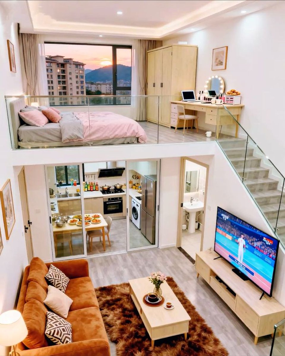 FidelKastro07's tweet image. One Space, Two Functions 🏡🛏️ Smart Open Concept Living!
#interior #home #design