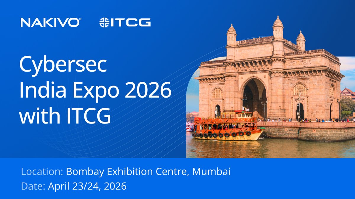 Nakivo's tweet image. ⚡ NAKIVO is at CyberSec India Expo 2026 in Mumbai with ITCG! 🇮🇳

 📅 Apr 23–24 
 📍 Bombay Exhibition Center

 Live demos, #ransomware resilience insights &amp;amp; networking await!

 Try NAKIVO free for 15 days: 
👉nakivo.com/resources/down…

#Cybersecurity #DataProtection #Backup