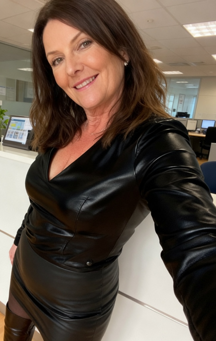 ClairePh1975's tweet image. #leather #womenwhowearleather #boots #skirt #tights