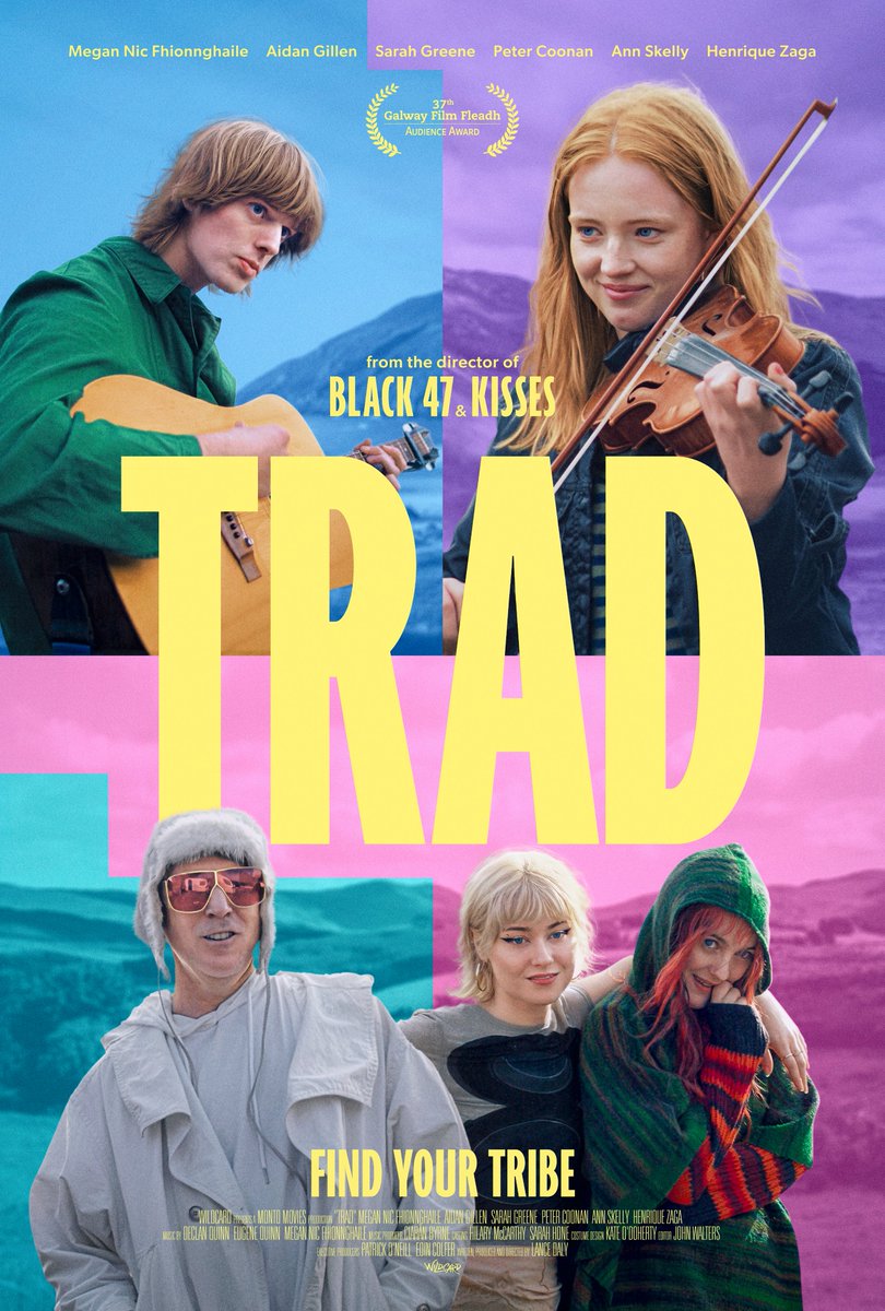 WildcardFilm's tweet photo. 🎻 FIND YOUR TRIBE 🎻

Official poster for TRAD.

Directed by Lance Daly and featuring an incredible cast of rising stars alongside some of Ireland's finest talent, TRAD is a raw, vibrant story of music, youth, and identity which is a celebration of trad music and the spirit that brings people together.

🏆 Winner – Audience Award, @GalwayFilm

In cinemas nationwide on May 8th.

Poster design by Robyn Ivy Designs
#TRAD #FindYourTribe #IrishFilm #TradMusic
