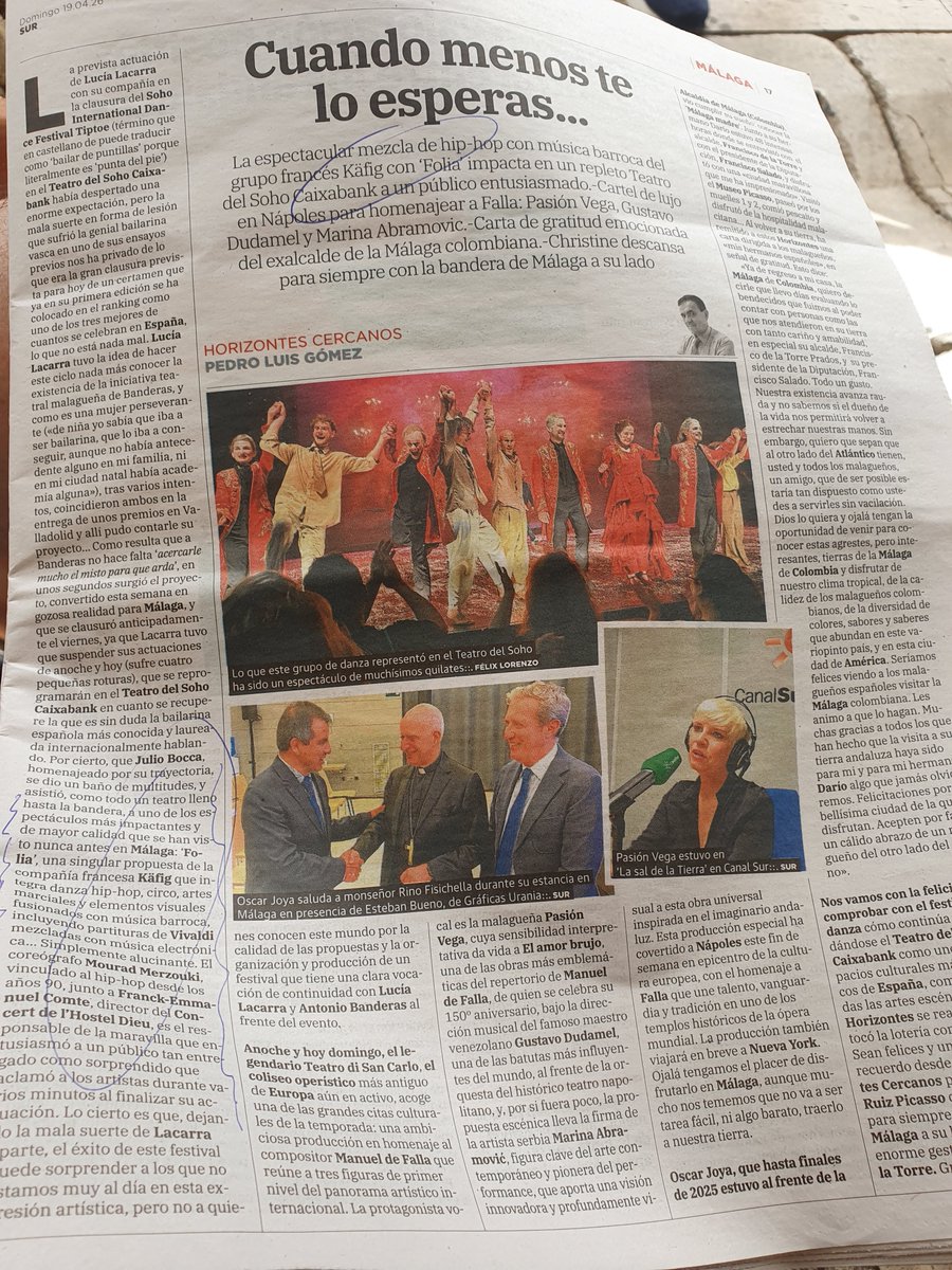 JosDomi77504002's tweet image. Triomphe en Espagne pour la Compagnie #Käfig au Teatro del #Soho (le théâtre d'Antonio #Banderas). 
Le quotidien SUR parle "d'un public surpris et enthousiaste pour l'un des spectacles les plus impactants et de plus grande qualité qu'on ait jamais vu jusqu'à présent à #Malaga".