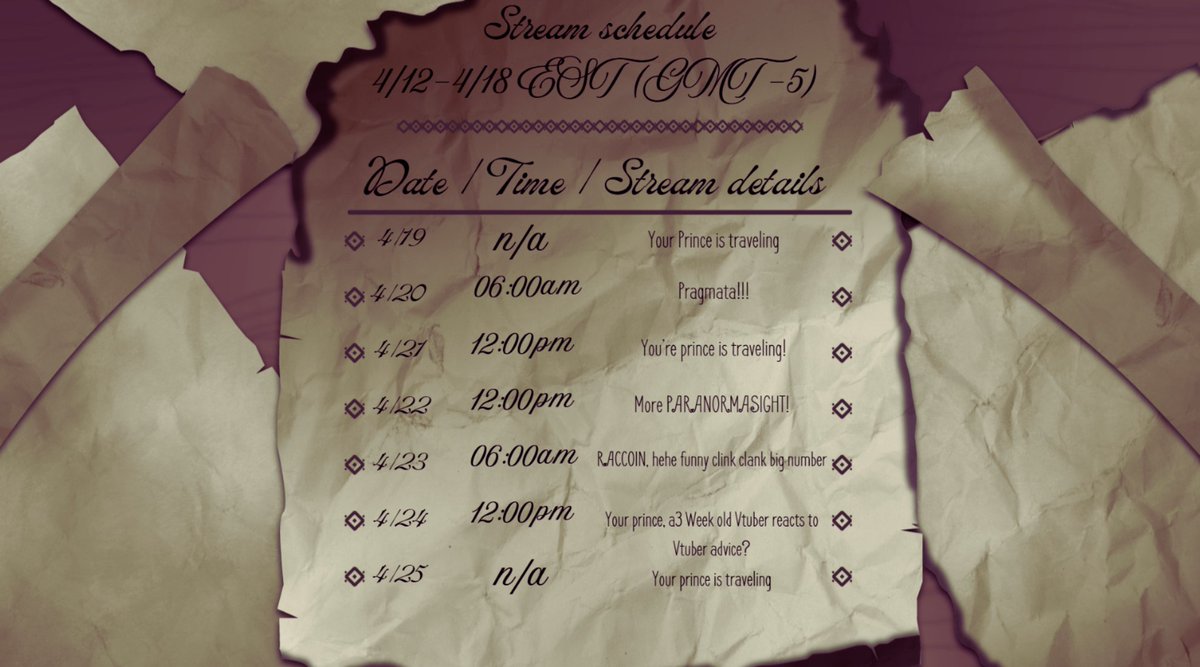 Stream might be slightly delayed... and I fixed the schedule!