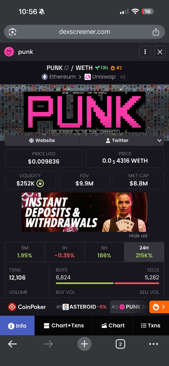 notcourage_'s tweet photo. Punks floor price 600 mil FDV 
@punkthecoin 10 mil FDV 
Think bigger boys ❤️ https://t.co/WVEaeGKv5b