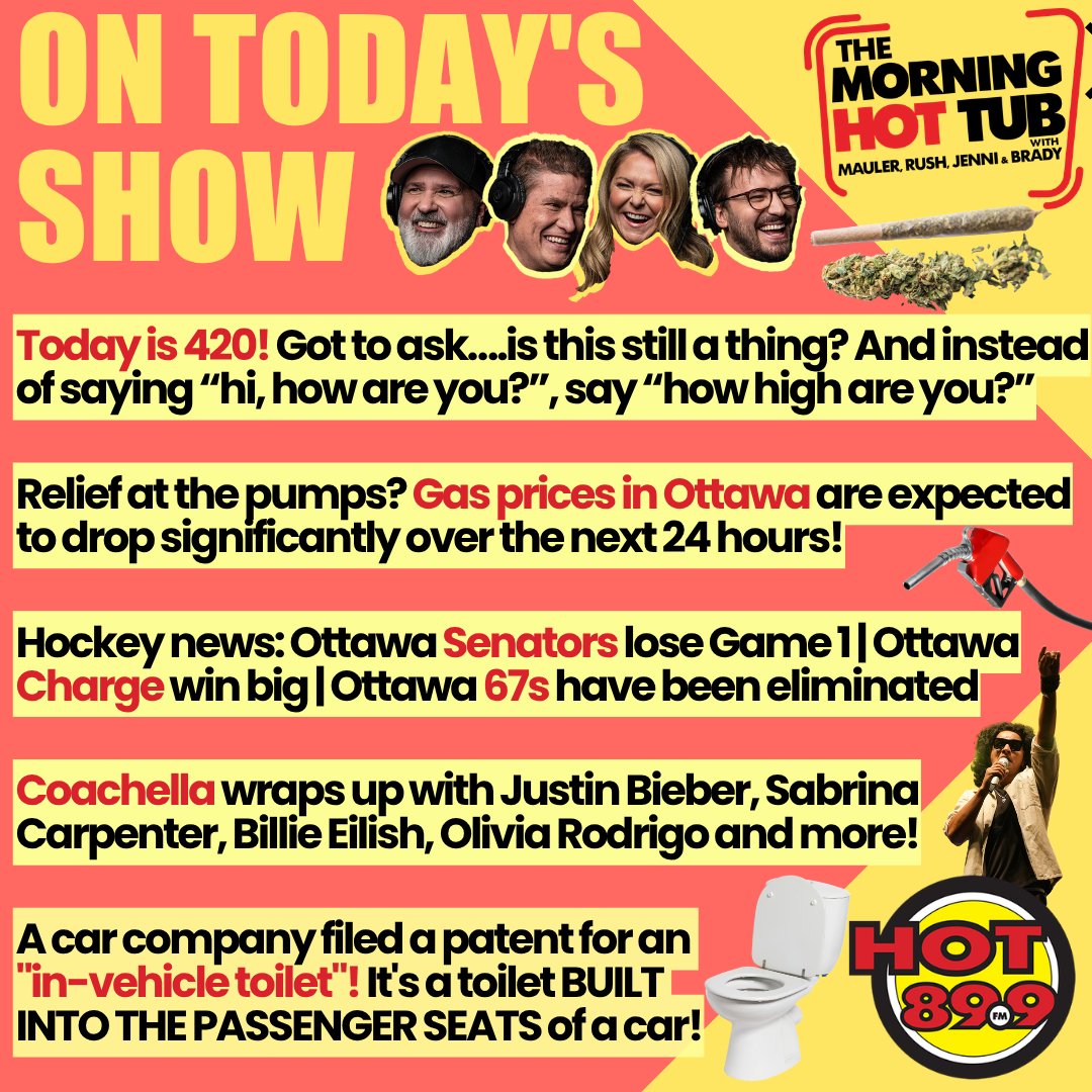 newhot899's tweet image. GOOD MORNING! Happy Monday!! The whole gang is back, and excited for a super fun show today. Listening from home today? Ask your smart speaker to "play Hot 89-9" or listen online or on our app!

High of 3 and a chance of flurries today #Ottawa #OttNews