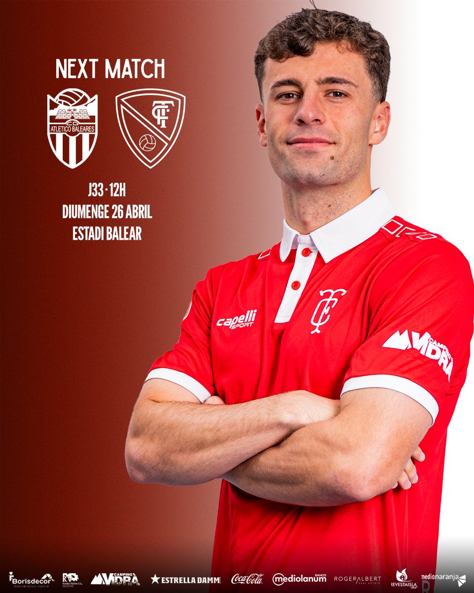 TerrassaFC's tweet photo. 🔴⚪ 𝗡𝗘𝗫𝗧 𝗠𝗔𝗧𝗖𝗛 ⚪🔴

📆 DIUMENGE 2️⃣6️⃣ abril❗
⌚️ 12h🕛‼️
🆚 #AtléticoBaleares❗
📍 Estadi Balear‼️
⚽️ JORNADA 3️⃣3️⃣ #SegundaFederación❗️
🎟️ ENTRADES DES DE 🔟€‼️
📻 EN DIRECTE @RadioMTerrassa❗

🙌 AMUNT #TERRASSA! 🙌 https://t.co/t1kpMw2Svm