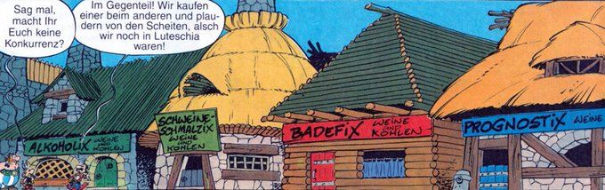 Asterix_Archiv's tweet image. Schon gewusst? Es gibt einen historisch verbürgten Grund, warum im Arvernerland vor allem Kohlen und Weine im Angebot sind. Alkoholix hat die Aufklärung auf den Lippen: #Asterix