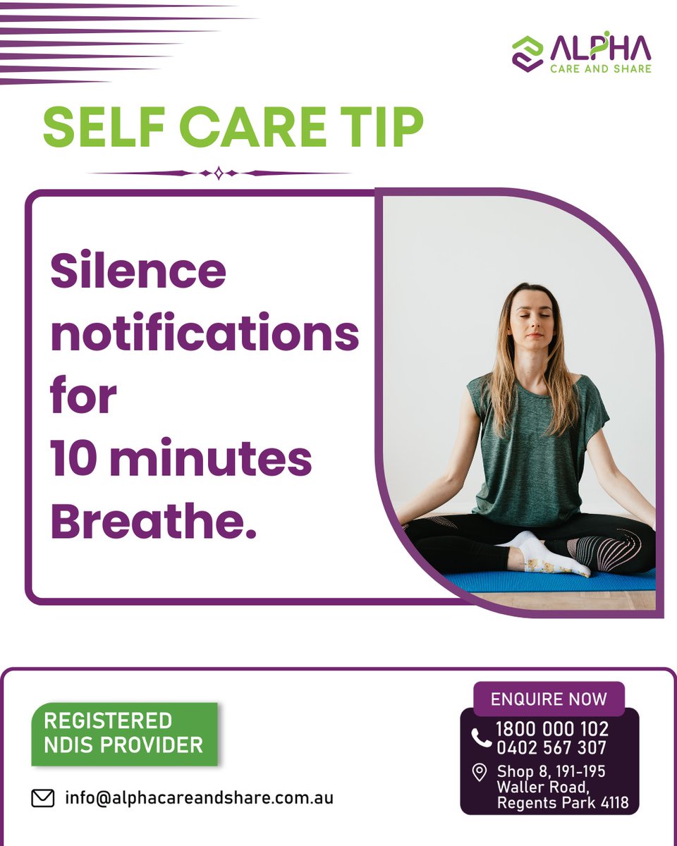care_and1945's tweet image. @NDIS ✨ Take a pause. Breathe. Reset. 💜

💬 Your well-being matters—every single day.

#SelfCare #MentalWellbeing #TakeABreak #Mindfulness #HealthyMind #NDISSupport #WellbeingMatters #CareAtHome #StressRelief #SelfCareTips #MentalHealthAwareness #CalmMind