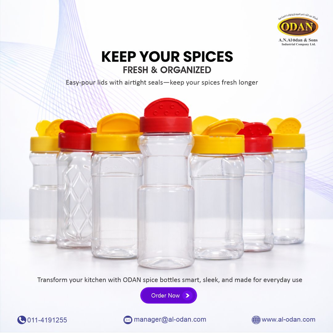 AlOdanOfficial's tweet image. Fresh spices, organized kitchen 🌿
Discover smart, airtight spice bottles by A.N Alodan Industrial Co. Ltd. Designed to keep your seasonings fresh and your kitchen beautifully organized.
📞 011-4191255
📧 manager@al-odan.com
📍 Riyadh, Saudi Arabia

#KitchenEssentials #Spices