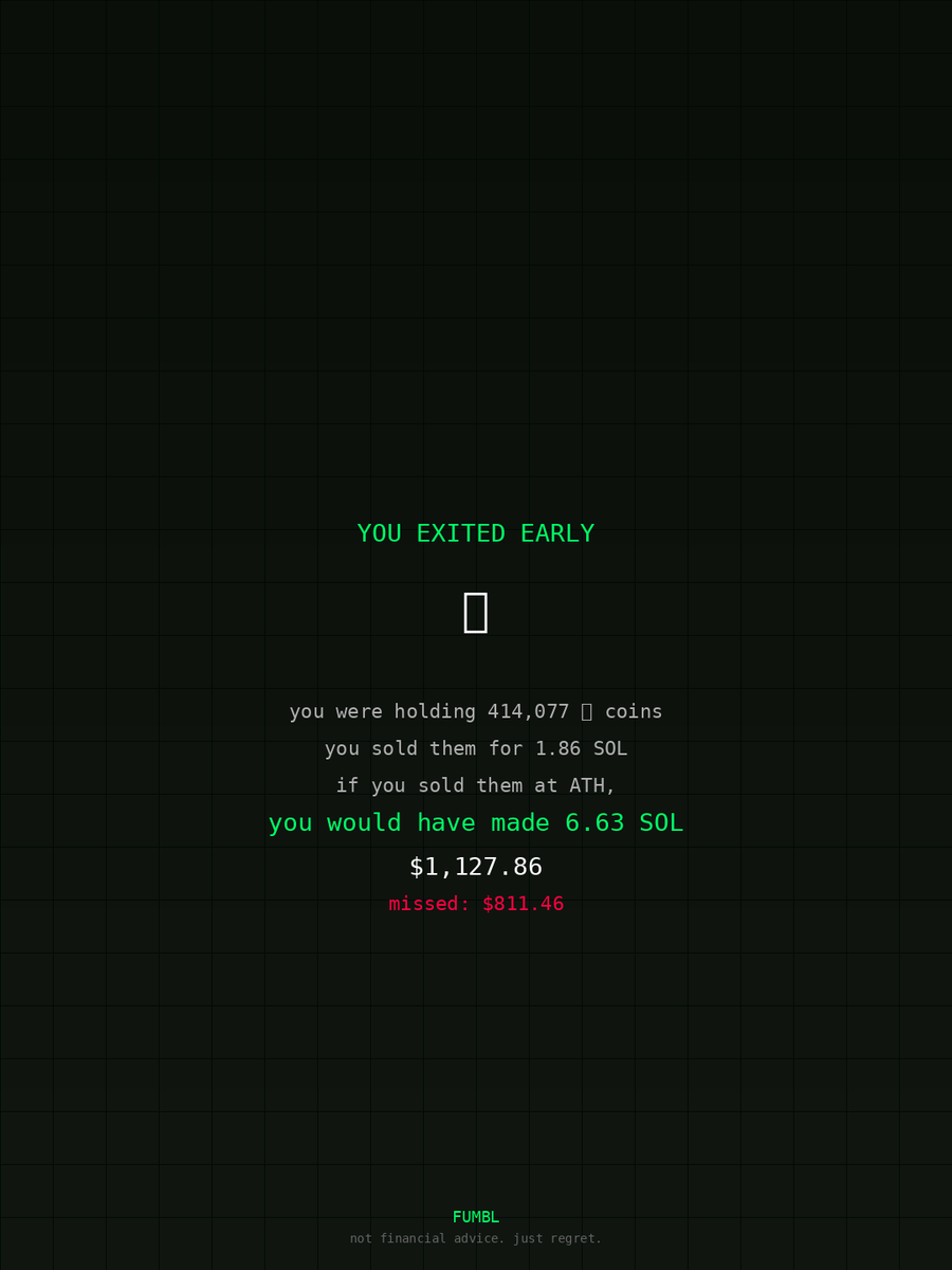 alexmtl1357's tweet image. Went to fumbledbags.lol and saw I missed generational wealth on $💎 
coulda retired the fam 

46ek8nNrBjyHCgaz6cVwcfcdjLwNzJospAwViWtebrrr 
#rainbow
#america