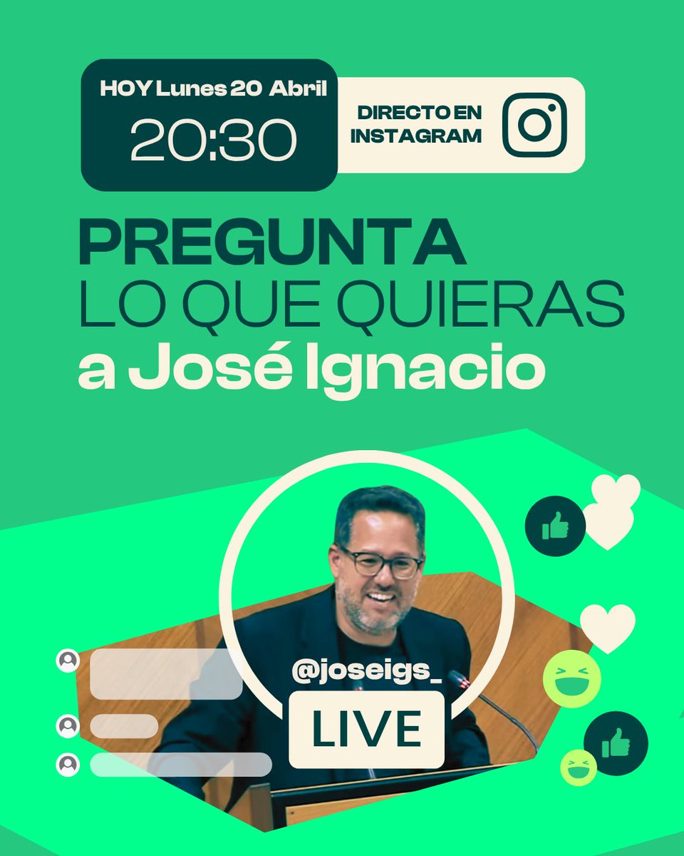 🔴 Esta tarde, a las 20:30, tenemos directo por mi cuenta de Instagram para  que podáis preguntar sin filtros todo lo que queráis 📹‼️