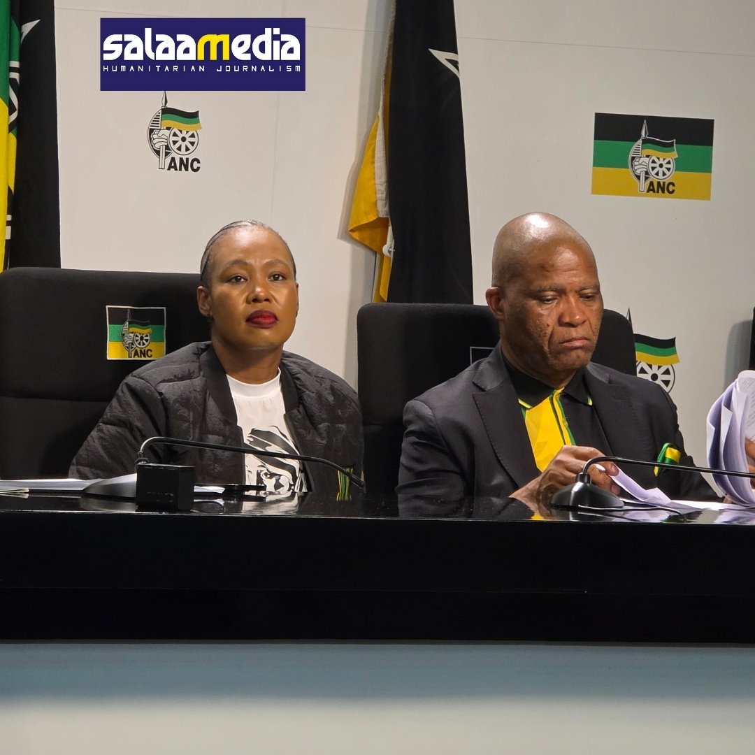 salaamedia's tweet image. In pictures: @MYANC officials brief the media at Luthuli House on progress in the party’s Local Government Action Plan, outlining measures aimed at strengthening service delivery and reinforcing accountability at municipal level. #ANC #MzansiVotesIn2026 #WozaLGE2026