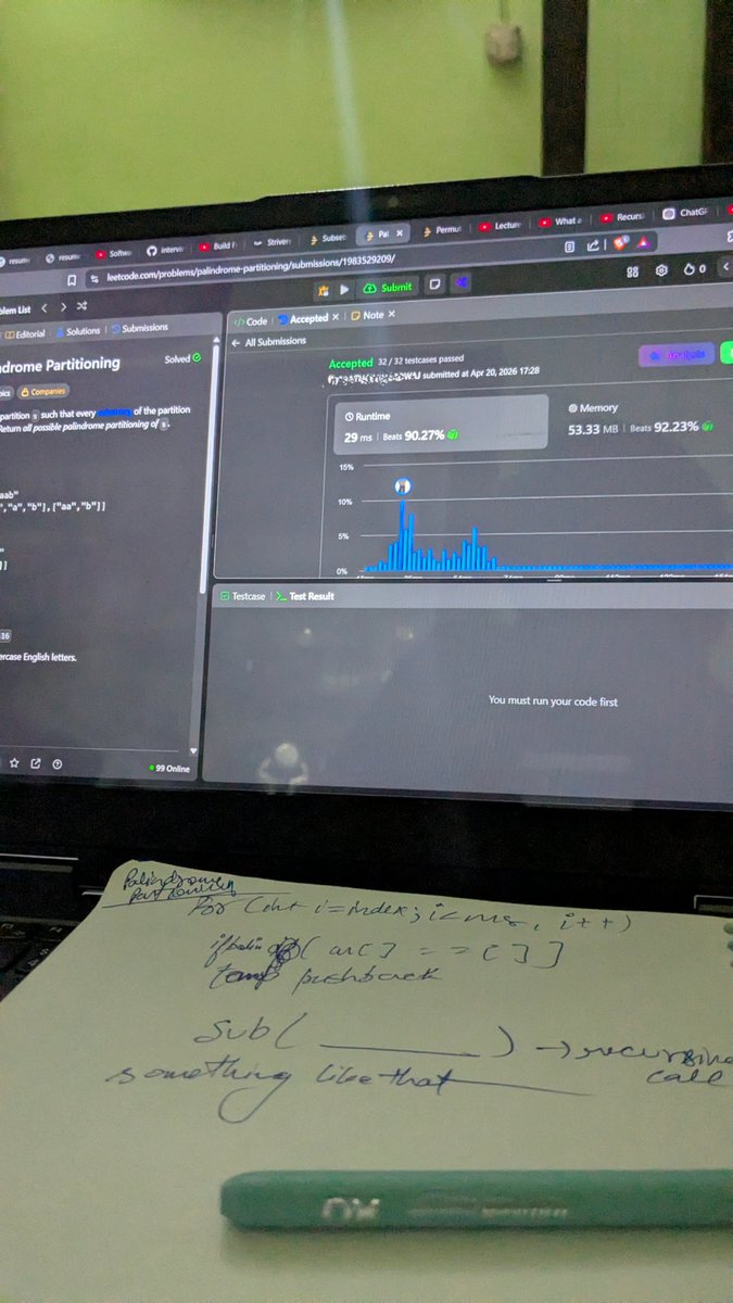 sastaB_Rabbit's tweet image. Fortunate to have caught all the core patterns while working through 4 recursion and backtracking questions today. Had to lean on GPT for some syntax debugging, but the logic is starting to click! 
#dsa #coding #cpp #LeetCode #striver