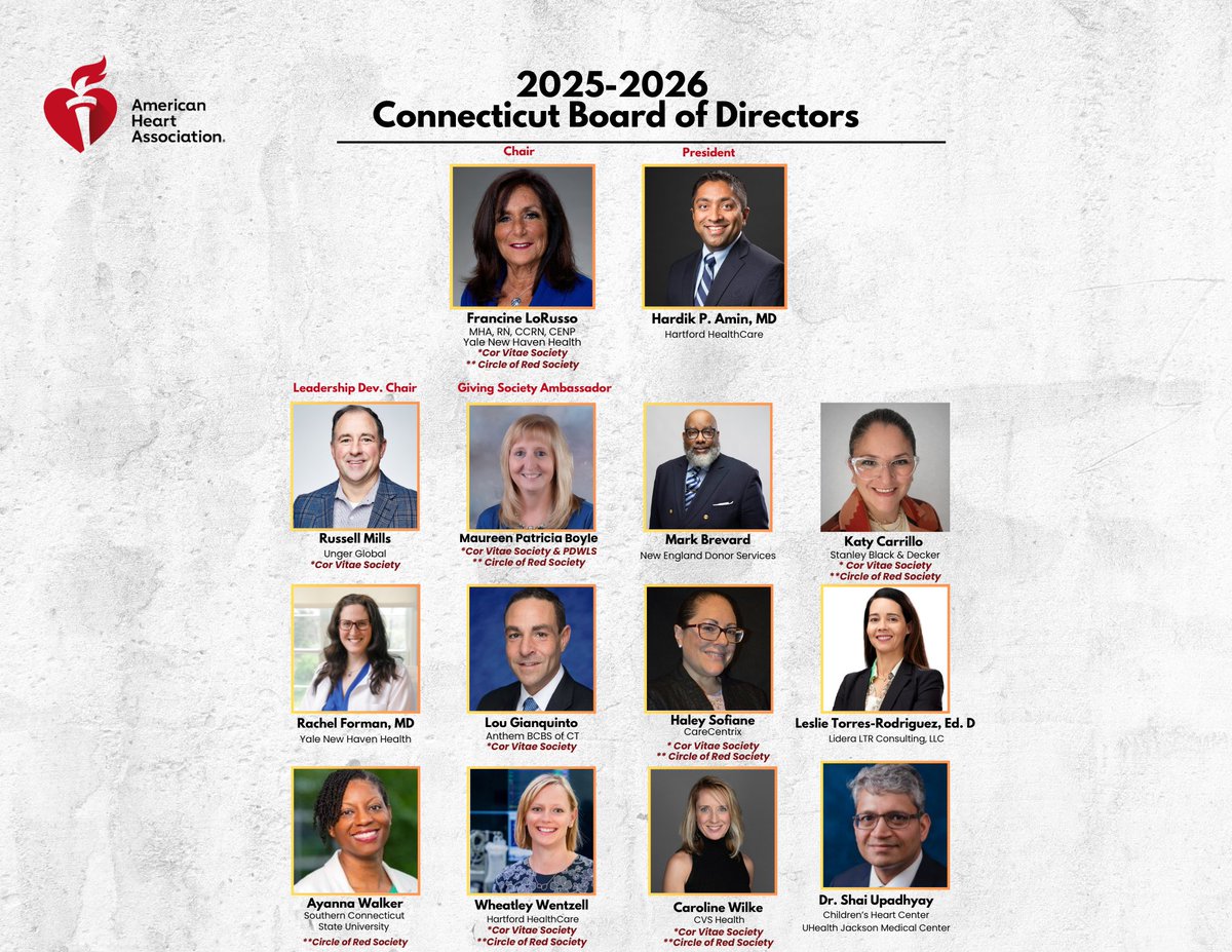 HeartCONN's tweet photo. It’s National Volunteer Week! Thank you to our CT Board Chair, Francine LoRusso of @ynhhealth, Board President Dr. Hardik Amin of @HartfordHealthC and all our board members for your leadership and dedication to our mission. #NVW https://t.co/iKwn3vAlB2
