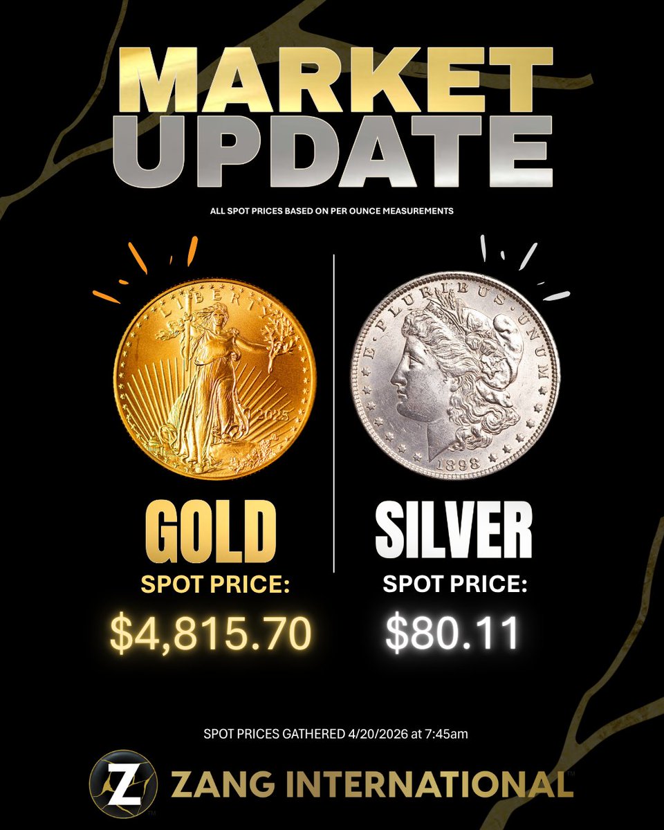 TheLynetteZang's tweet image. Market Monday update to start off your week!

#MarketUpdate #Update #CurrentEvents #News #SpotPrice #PreciousMetals #Gold #Silver
