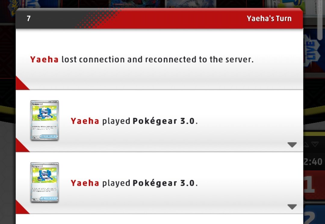revesootae's tweet image. Player Yaeha also used the lost connection exploit to get a cheap win!

#PokemonTCGLive 
@PokemonTCGLive