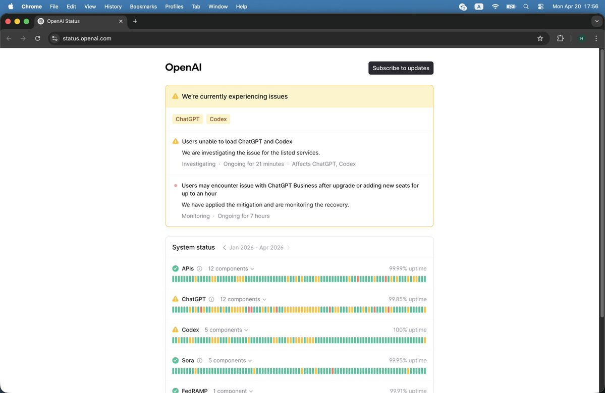 habibsalimovv's tweet image. Her gün istisnasız kullanıyorum ama ilk defa çöktüğüne şahit oldum. Gerçekten kötü bir hismiş:/

#Codex😴  @OpenAIDevs