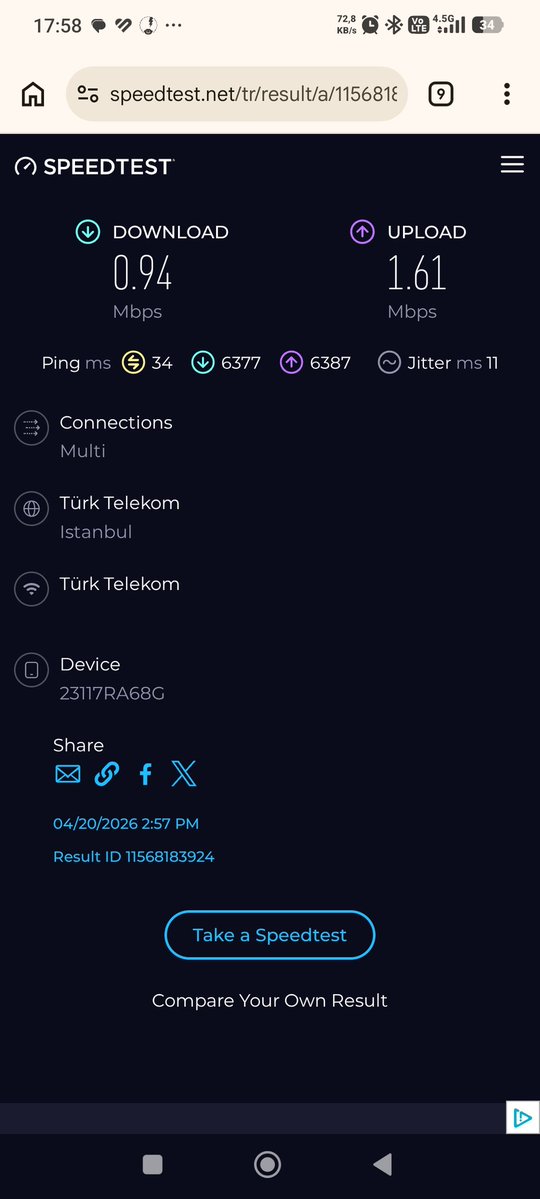 5 6 yıldır <a href="/TurkTelekom/">Türk Telekom</a> Mobil kullanmıyordum. Bölgede elektrik kesildiğinde internet hizmeti veremediği için. Her seferinde de aynı yalanlarla baz istasyonu kuracağız şöyle böyle geçiştiriyorlardı. Dedim ki milyonda bir ihtimal belki kendilerini düzeltmişlerdir. Düzeltmemişler 😀