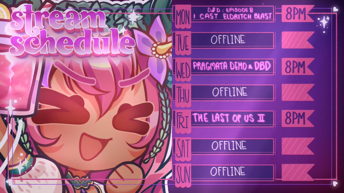 I’m back with a silly lil stream schedule! 💕